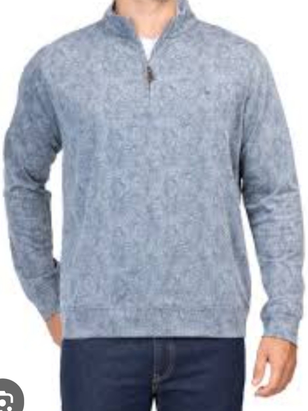 Tailorbyrd Men's Heathered Light Blue Quarter-Zip Sweater